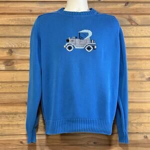 Cambridge Classics Mervyn’s Men’s Blue Knit Sweater Size Large Vintage Old Auto